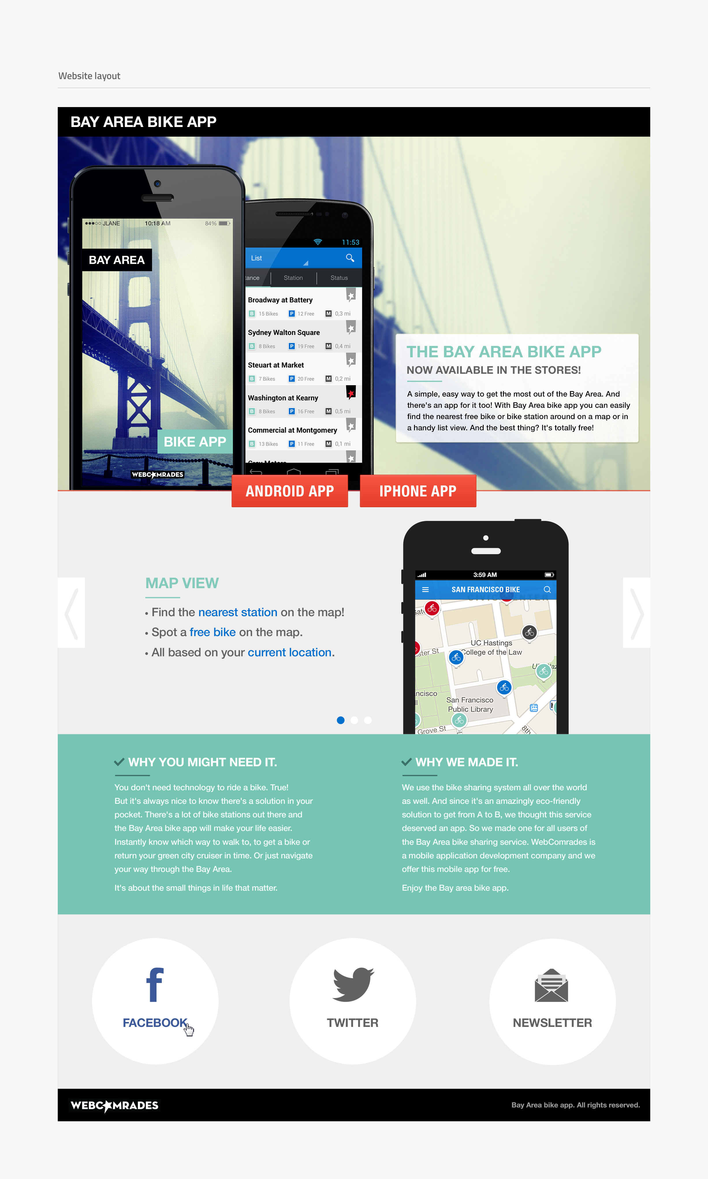 Bike app - website layout