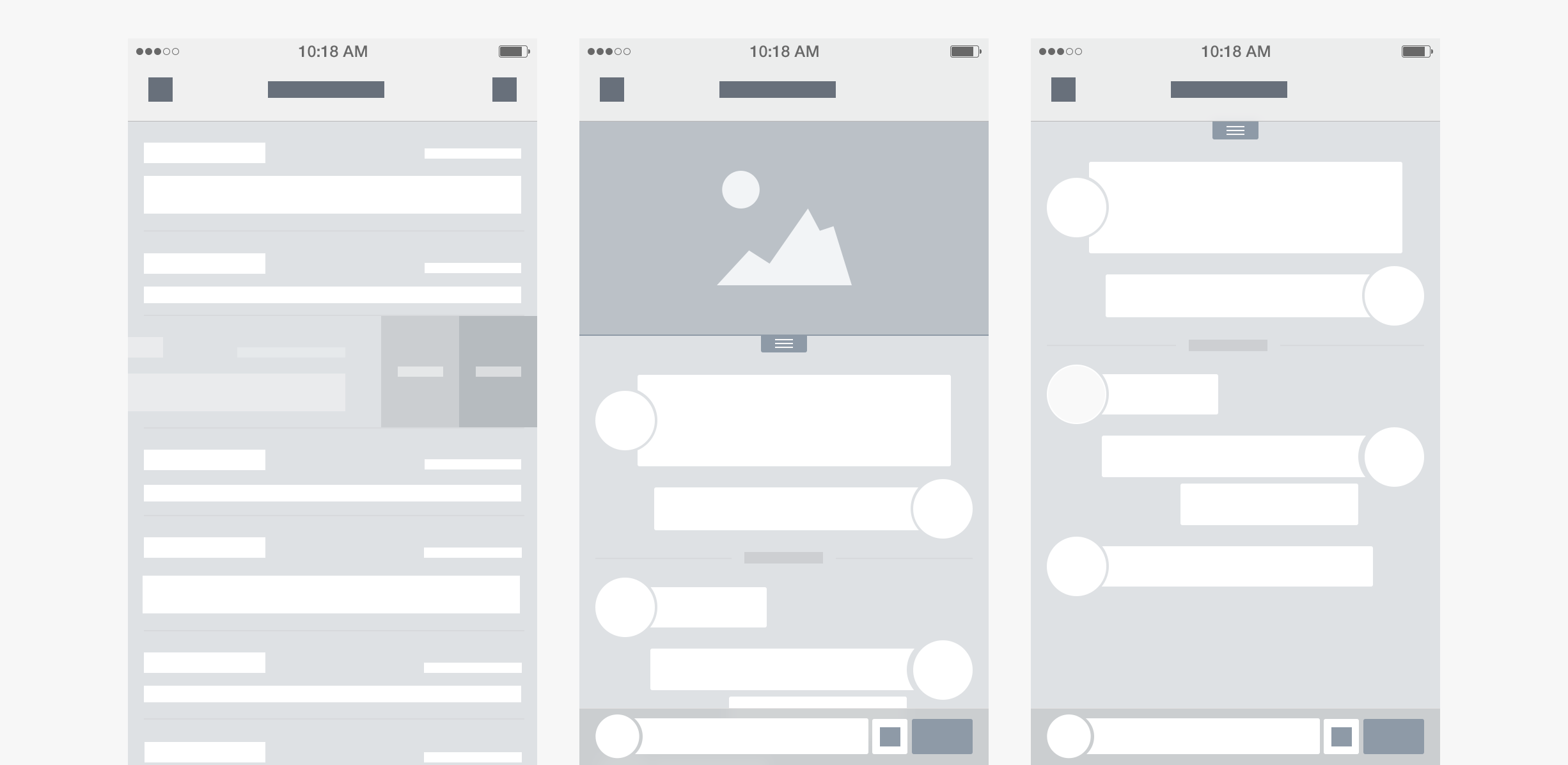 Messenger app - wireframes