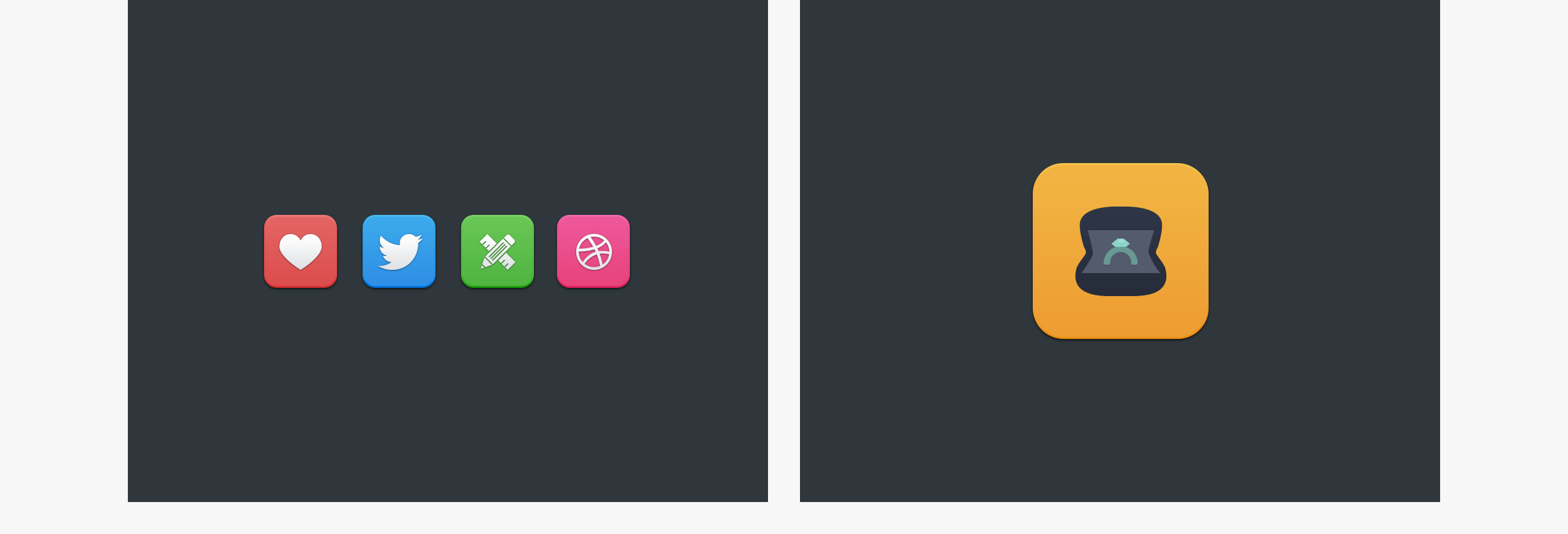 Icons - twitter - heart - dribbble - ring
