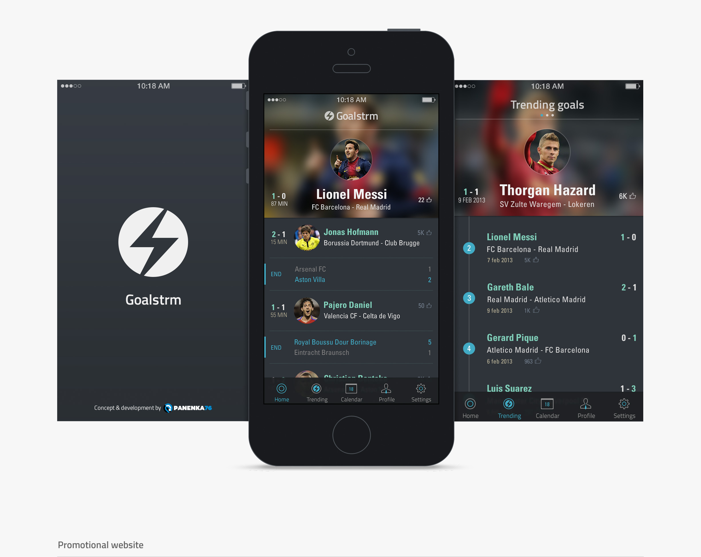 Goalstrm - splash screen - launch image - dashboard - trending goals - trending players