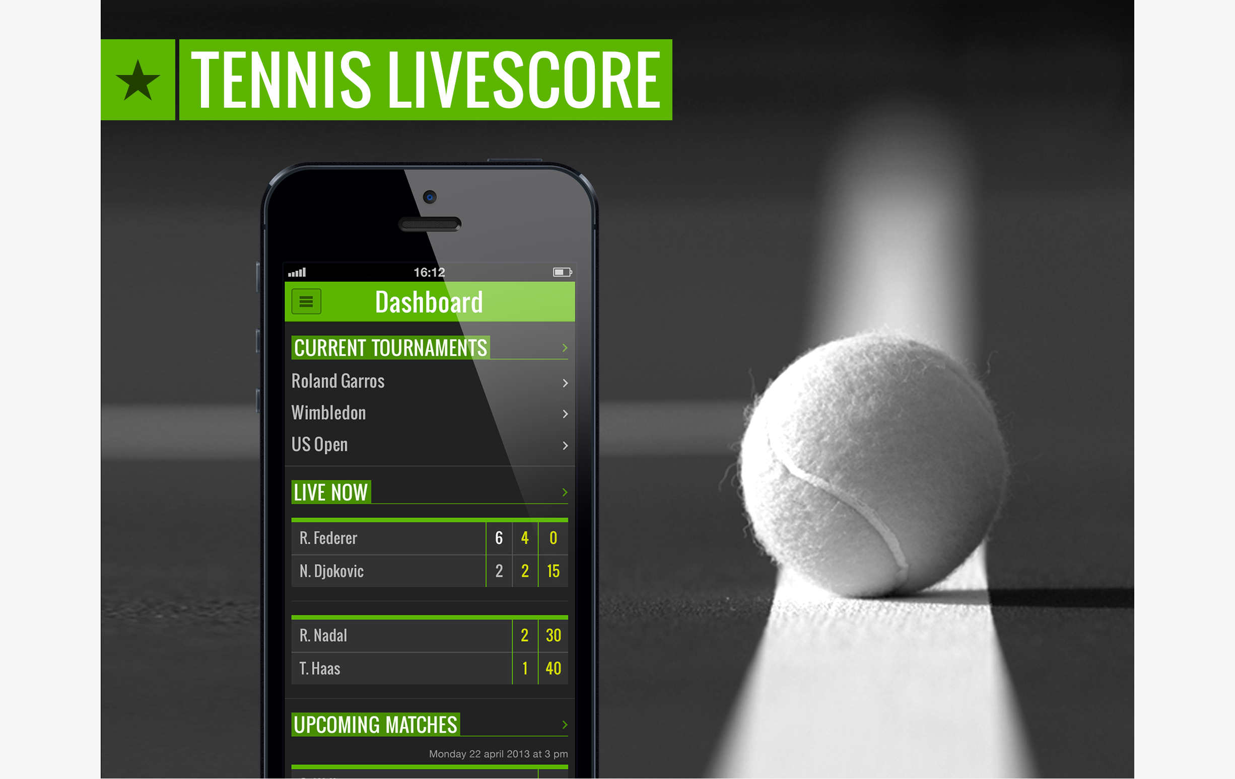 Tennis livescore - header - dashboard