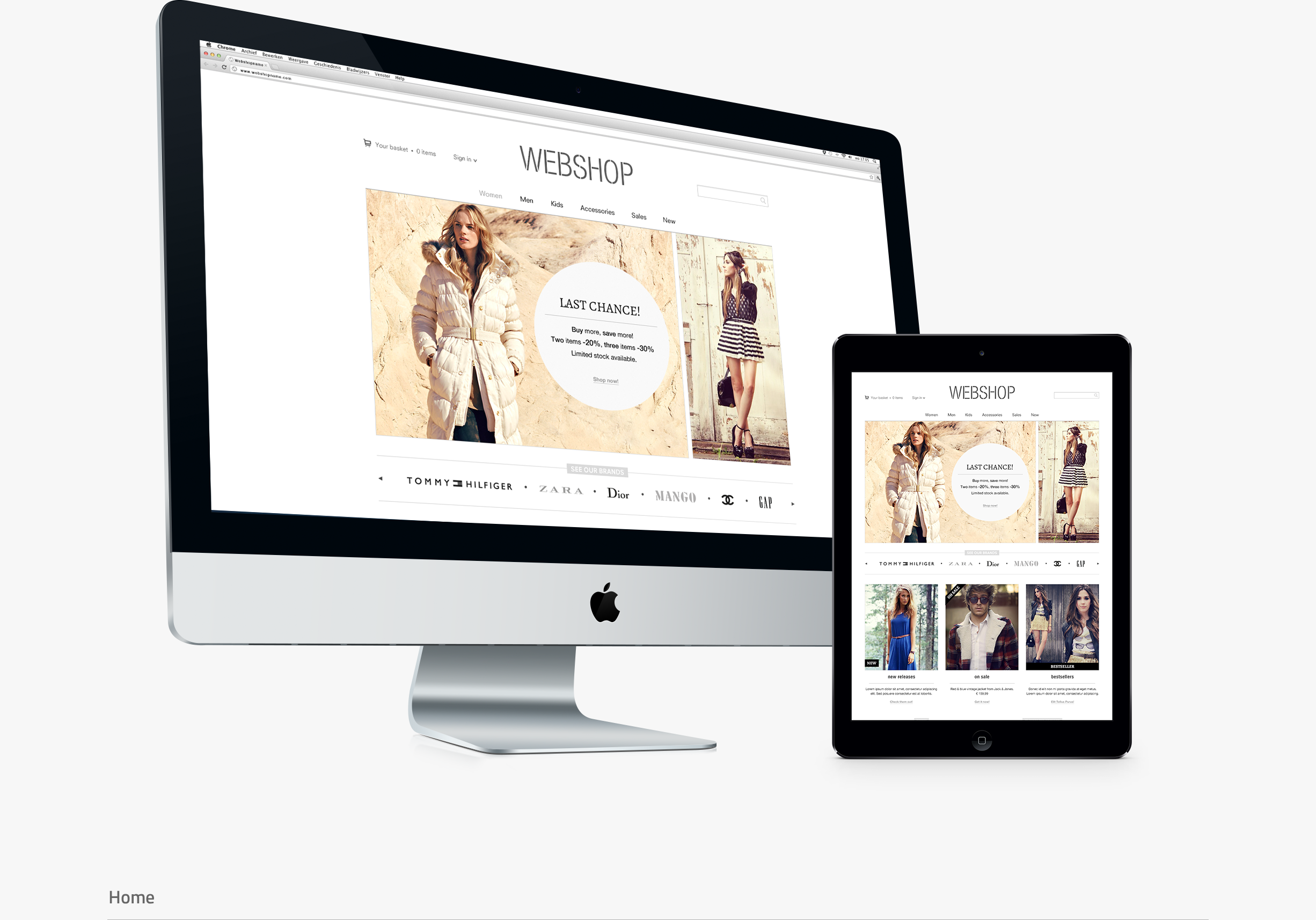 Webshop layout - home screens - ipad - imac