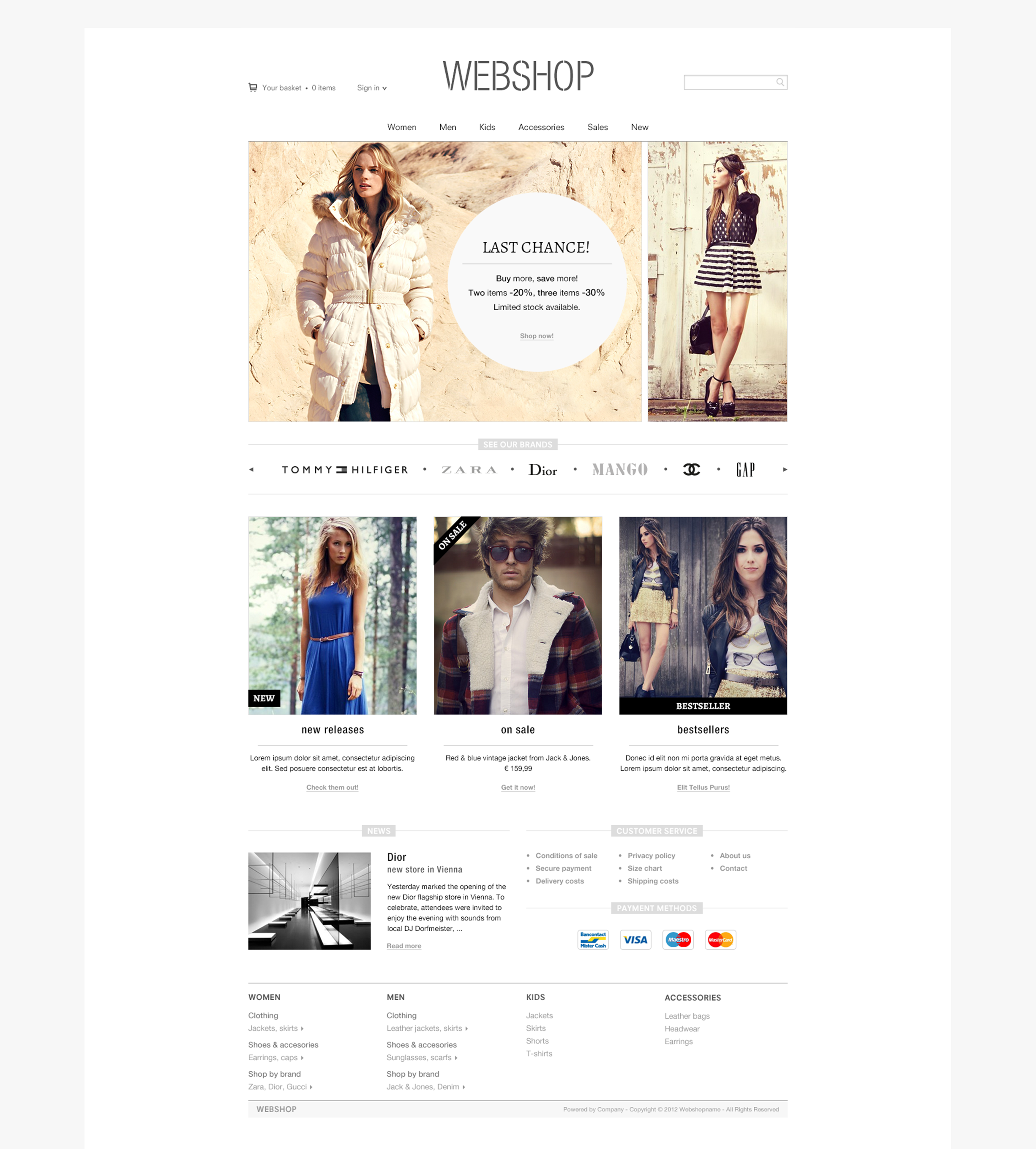 Webshop layout - homepage